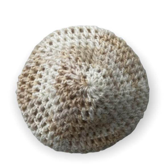 New Handmade Crocheted Girls Cream, Beige & Brown Winter Beanie Hat - Picture 4 of 7